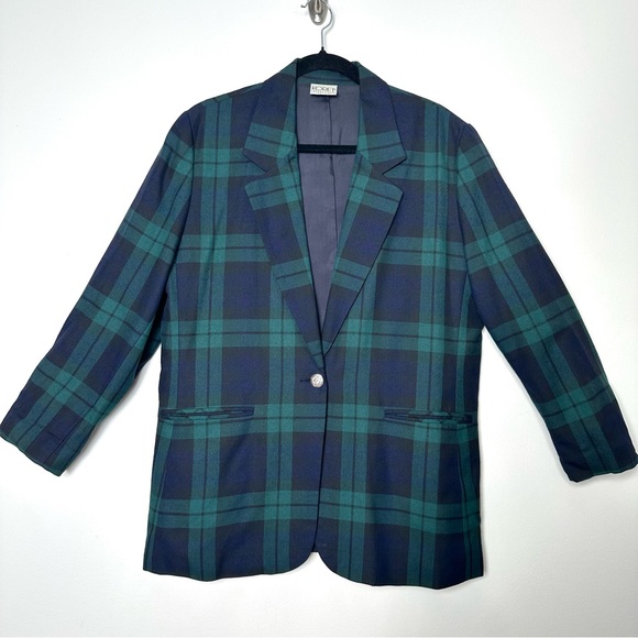 Koret Jackets & Blazers - Vintage Tartan Plaid Old Money Heritage Blazer Single Button Black Watch Preppy